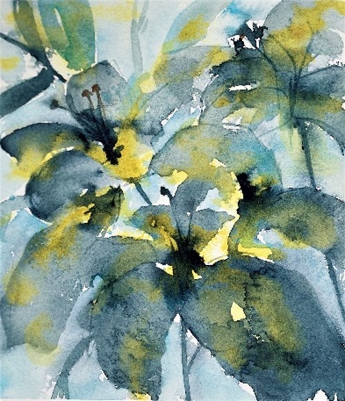 Marianne Gross mixed media Blå
